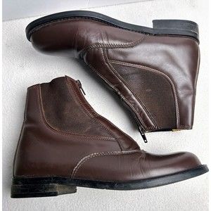 Equestrian 0910-B Women's Brown Leather Zip Front Horse Riding Boots Size US 7